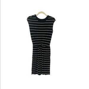 Banana Republic Capped Sleeve Keyhole Striped Knit Dress Black & White Size XXS